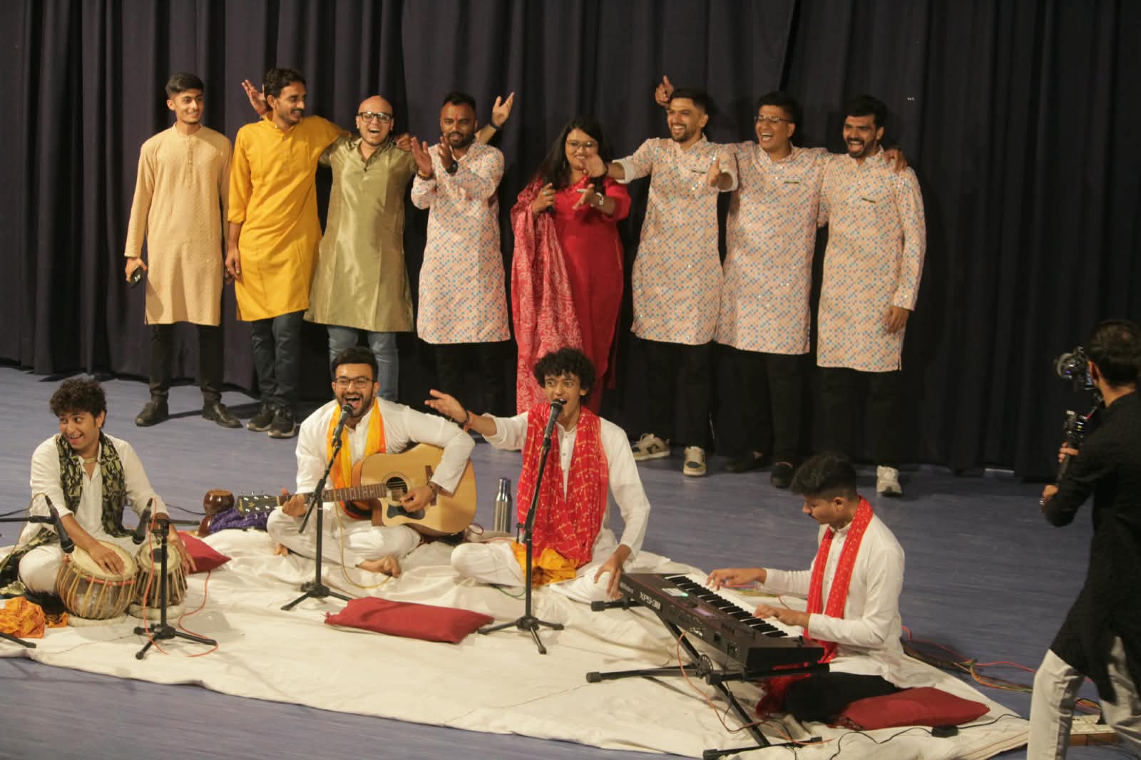 Live Music Band on Stage with Instruments
